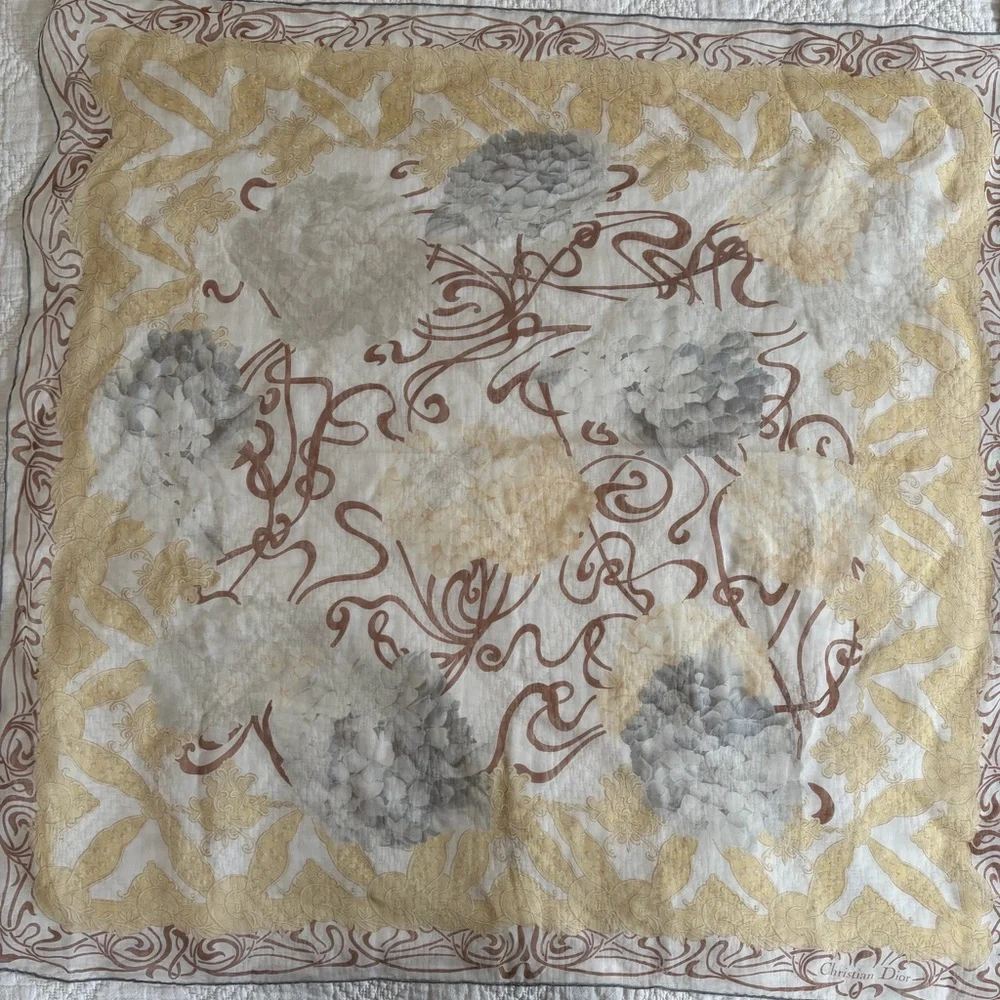 Christian Dior by John Galliano 1990’s hydrangea print silk twill scarf